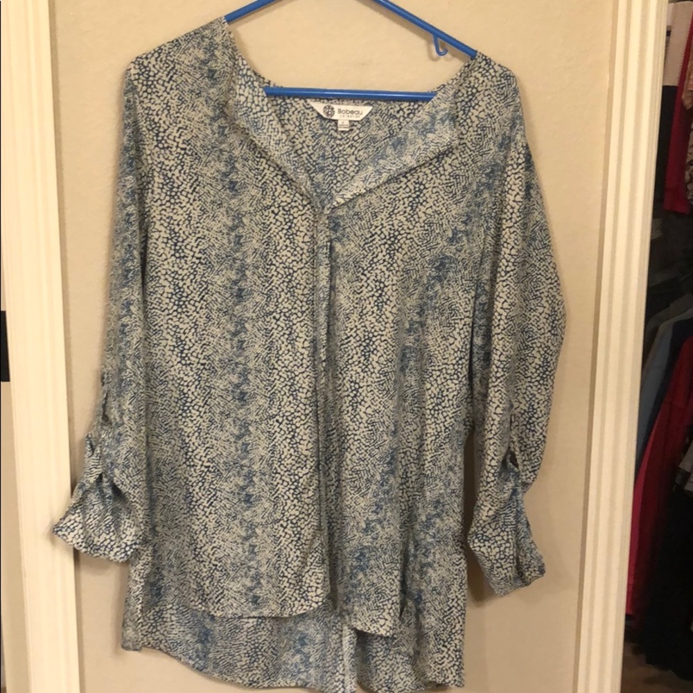 Blue and white blouse